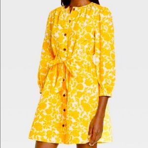 WHO WHAT WEAR Puff 3/4 sleeve shirtdress